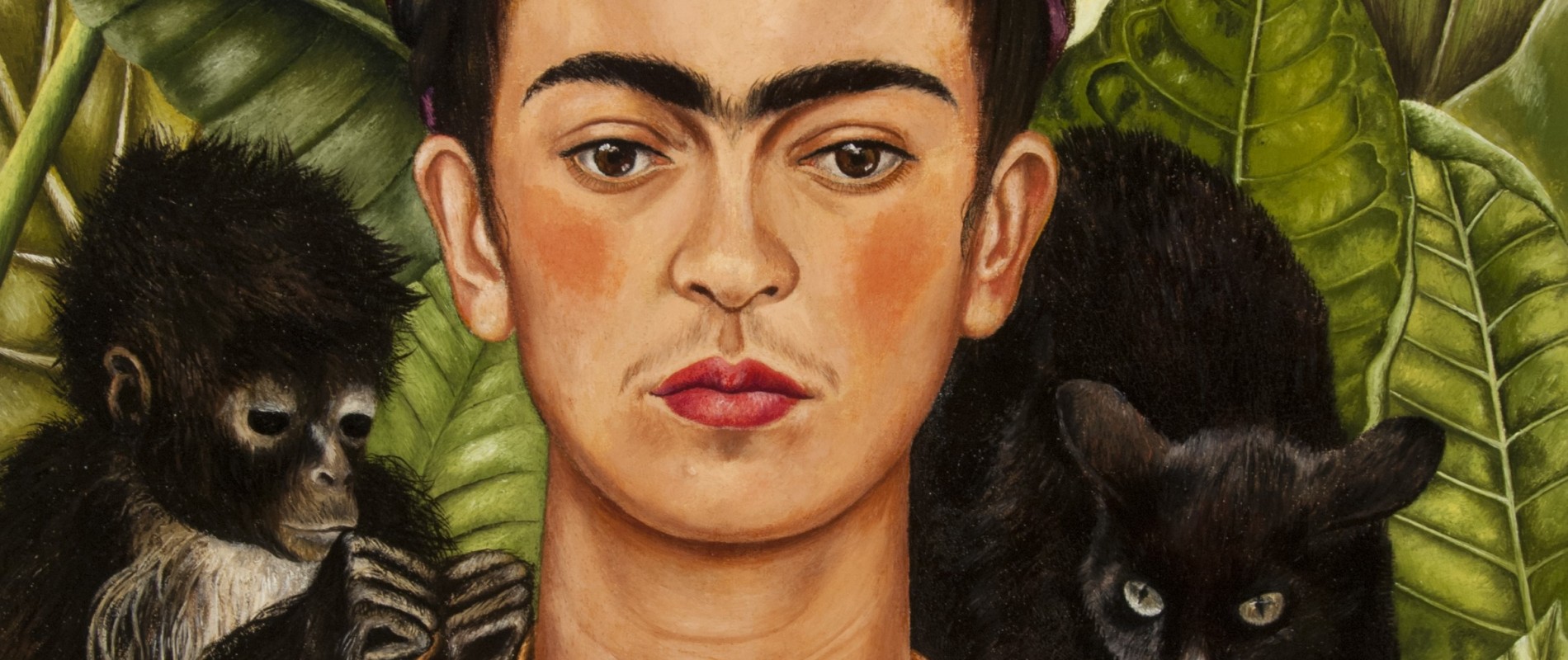 FRIDA KAHLO - Untitled [Self-portrait with thorn necklace and hummingbird] 1940, Nickolas Muray, Collection of Mexican Art