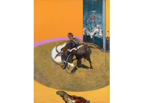 FRANCIS BACON Study for Bullfight No. 1, 1969 Oil on canvas, 197.7 x 147.8 cm Private collection © The Estate of Francis Bacon. All rights reserved, DACS/Artimage 2020.  Ph: Prudence Cuming Associates Ltd