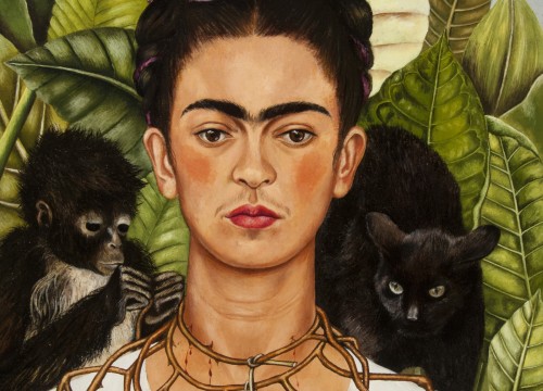 FRIDA KAHLO - Untitled [Self-portrait with thorn necklace and hummingbird] 1940, Nickolas Muray, Collection of Mexican Art
